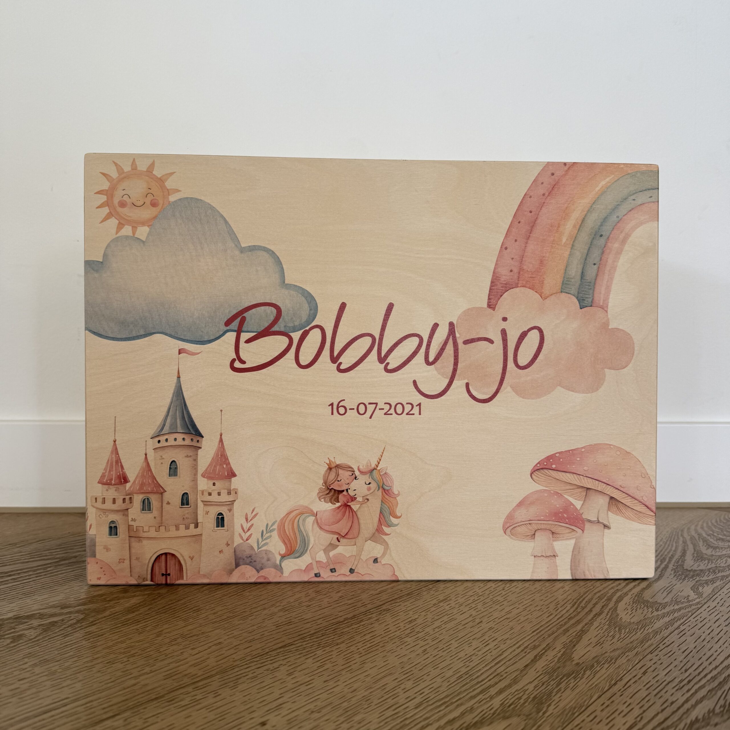 Houten memorybox – Unicorn - Afbeelding 2