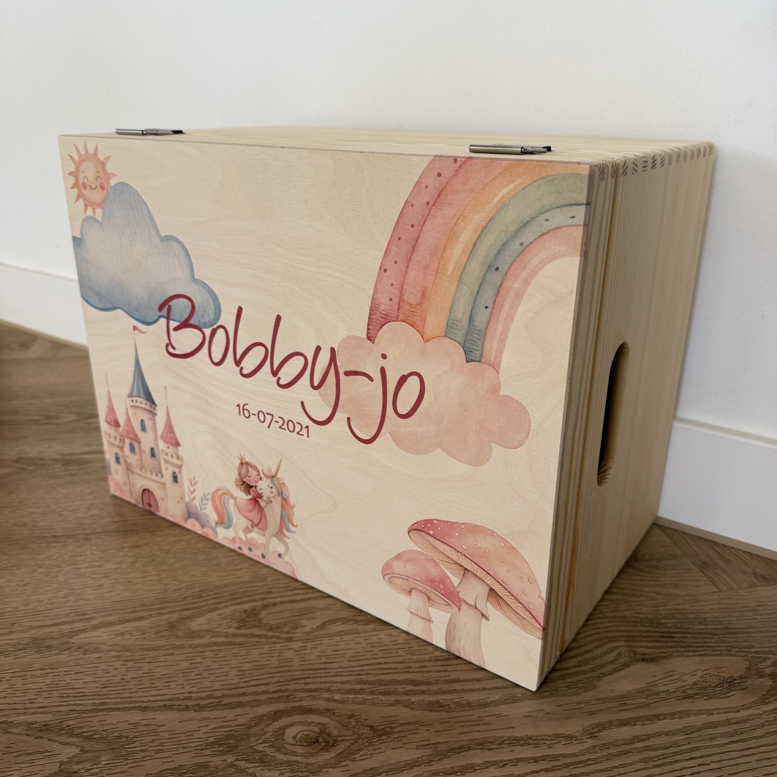 Houten memorybox – Unicorn - Afbeelding 3