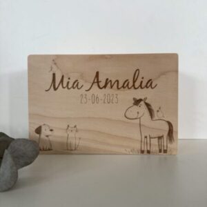 Houten memorybox – Paard, hond en kat