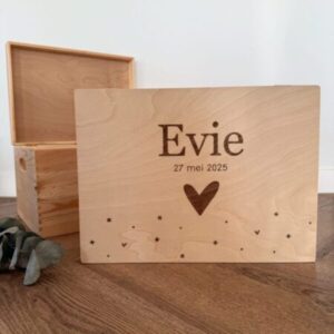 Houten memorybox – Figuur hart