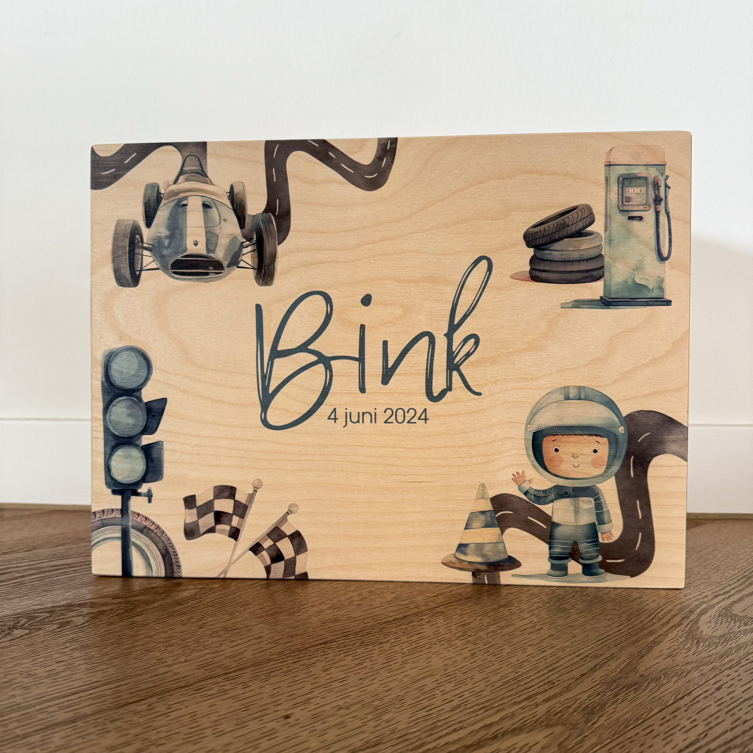 Houten memorybox – Raceauto - Afbeelding 2
